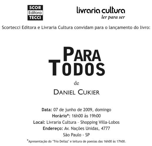DANIEL CUKIER LANÇA SEU 1º LIVRO