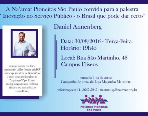 NAAMAT SP RECEBERÁ DANIEL ANNENBERG PARA PALESTRA